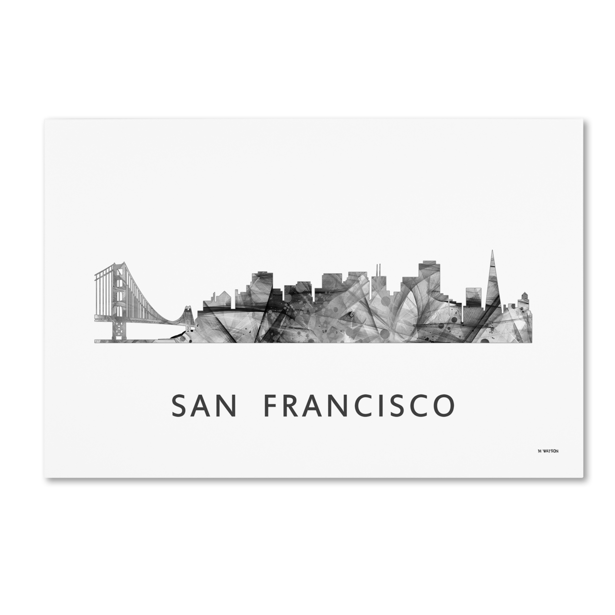 Marlene Watson 'San Francisco CA Skyline WB-BW' Canvas Art 16 X 24