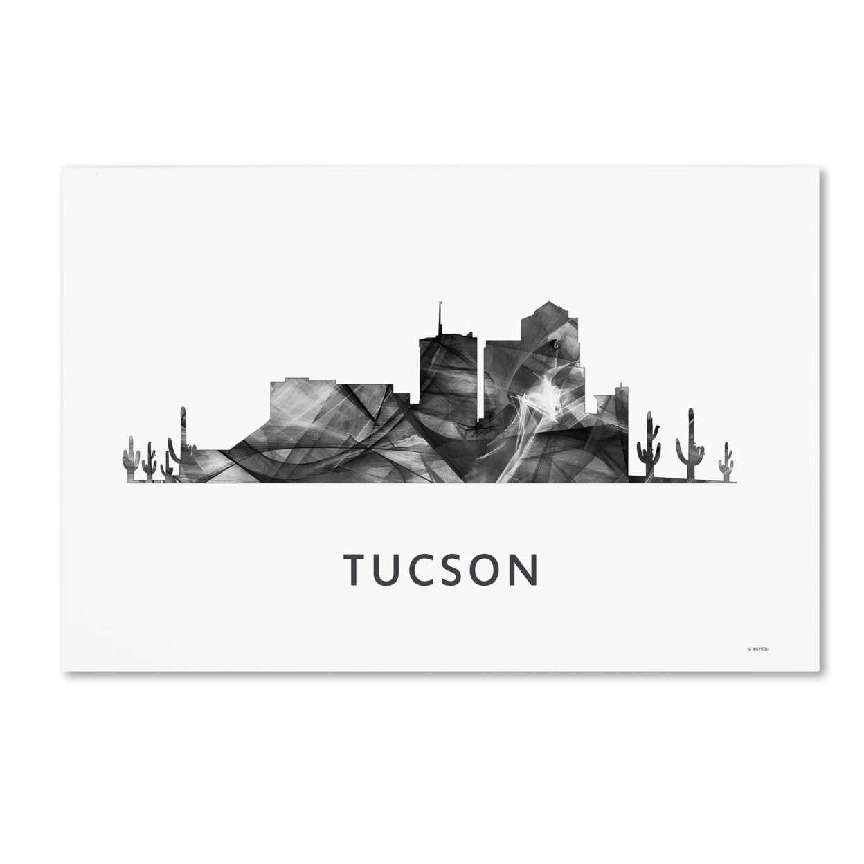 Marlene Watson 'Tucson Arizona Skyline WB-BW' Canvas Art 16 X 24