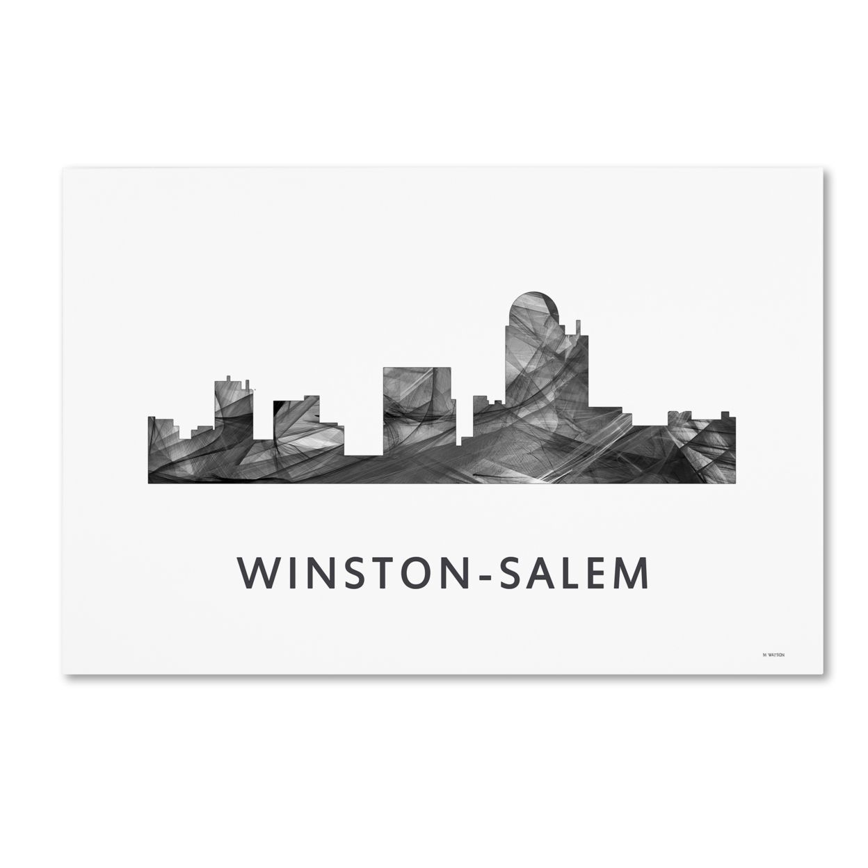 Marlene Watson 'Winston-Salem NC Skyline WB-BW' Canvas Art 16 X 24