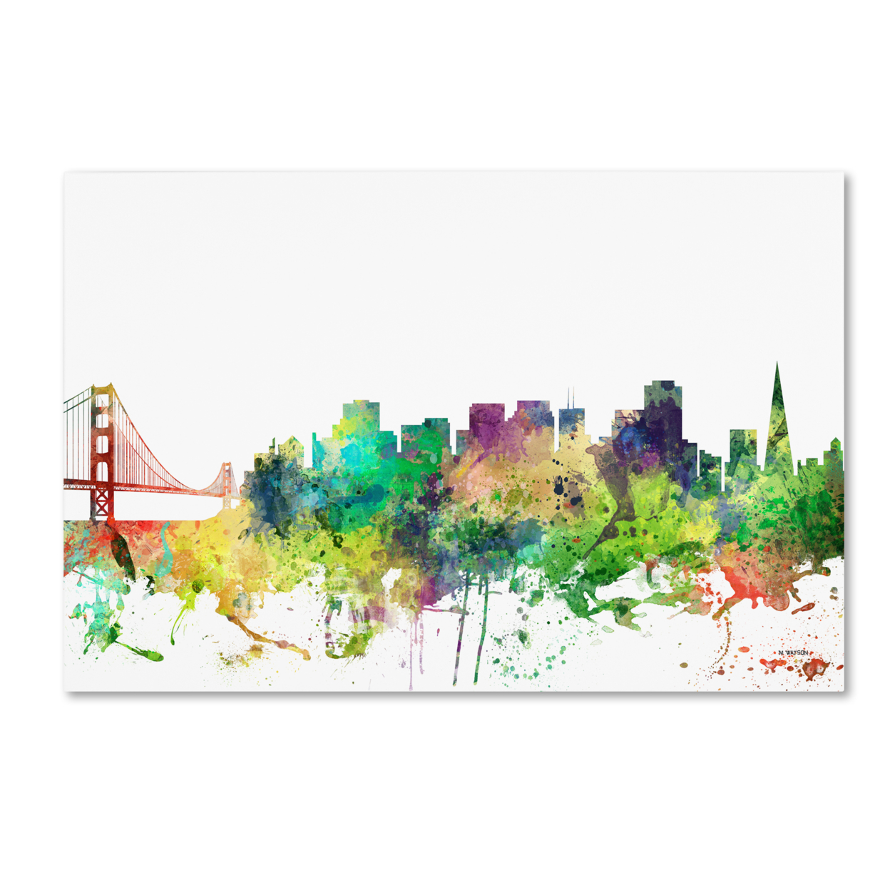 Marlene Watson 'San Francisco California Skyline SP' Canvas Art 16 X 24