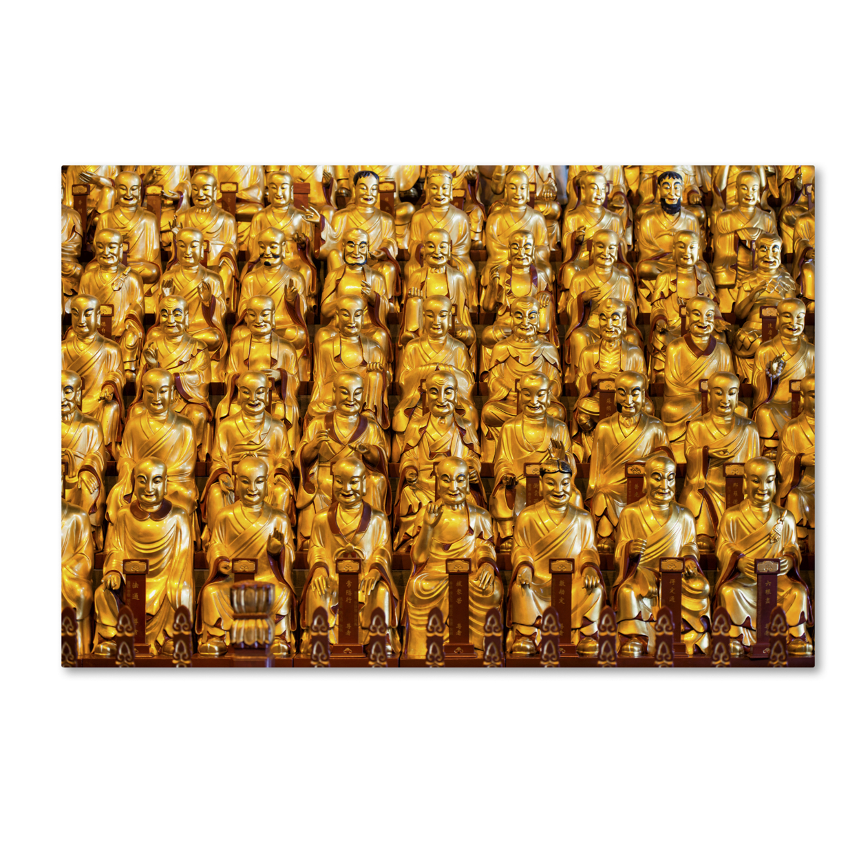 Philippe Hugonnard 'Golden Buddhas' Canvas Art 16 X 24