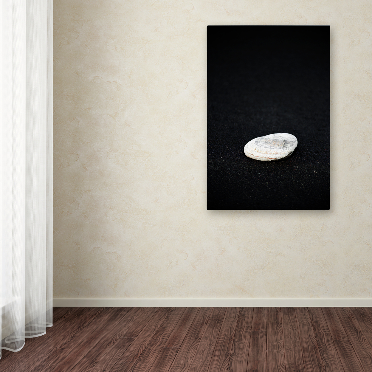Philippe Sainte-Laudy 'Pebbles On Black Sand' Canvas Art 16 X 24