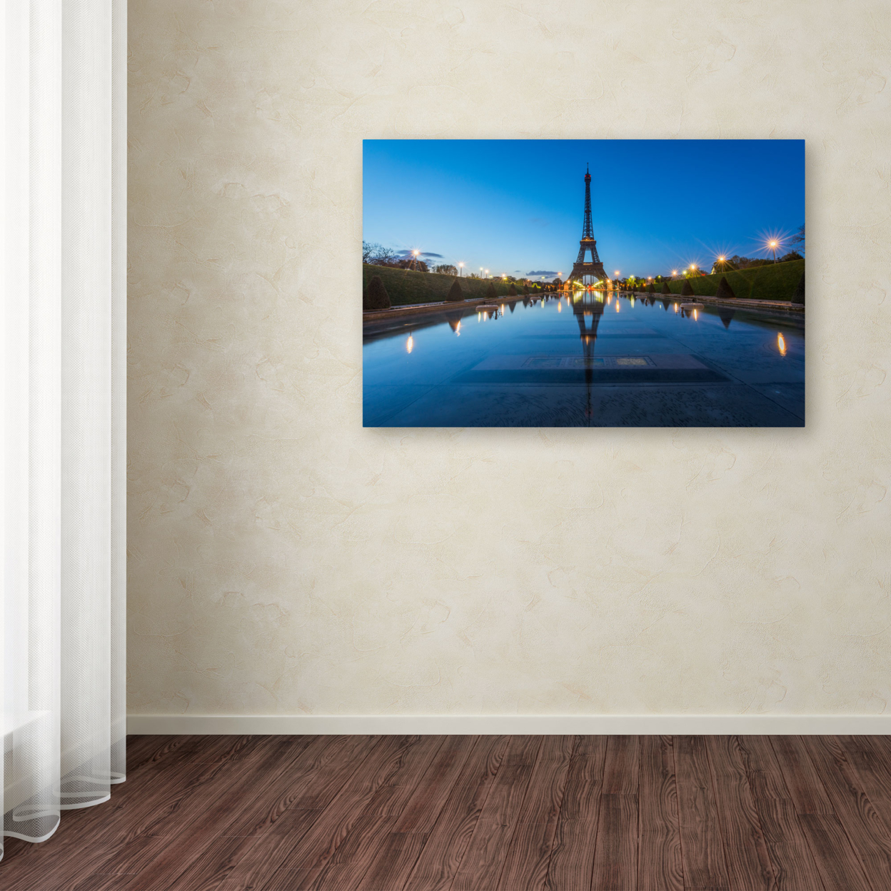 Mathieu Rivrin 'Blue Hour In Front Of The Eiffel Tower' Canvas Art 16 X 24