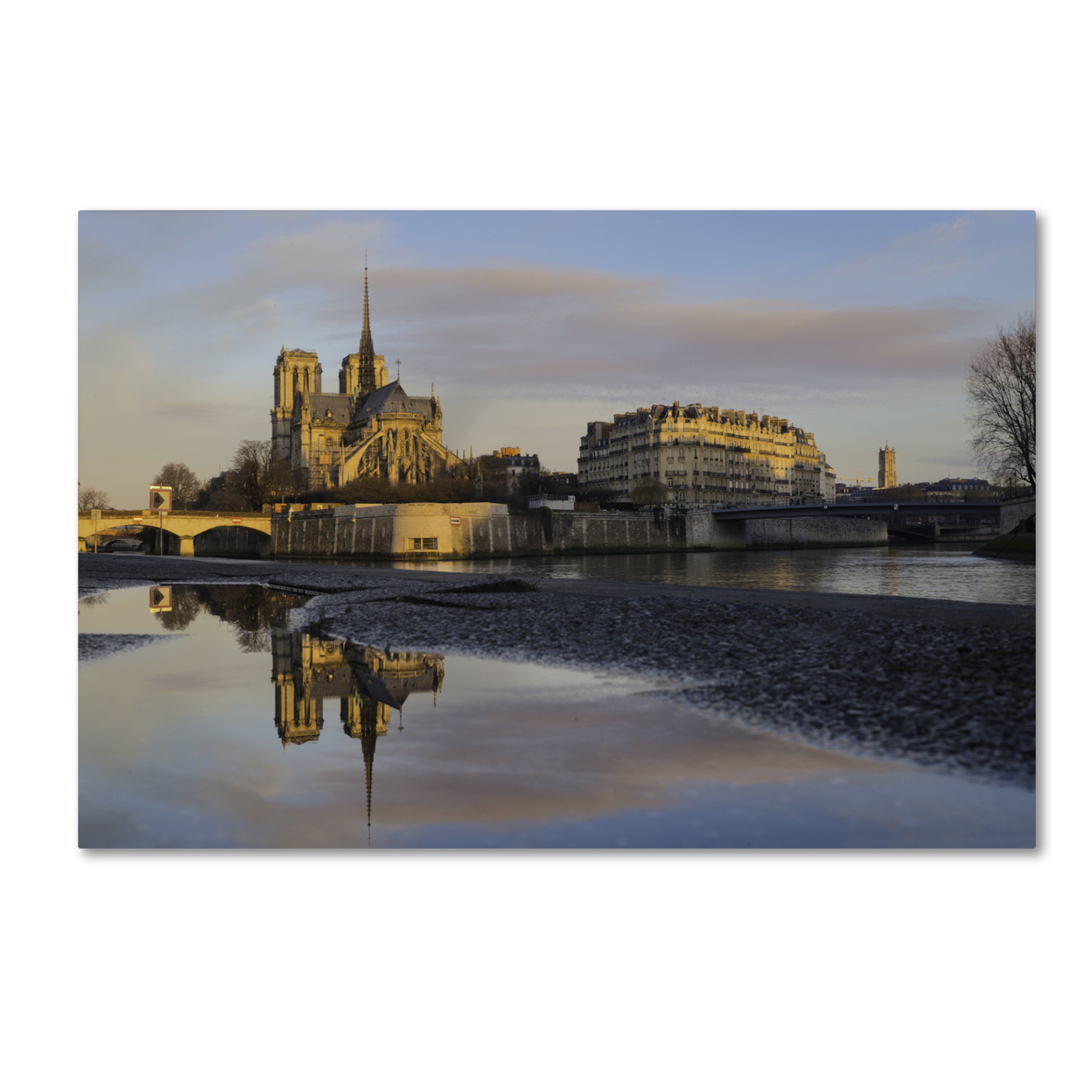 Mathieu Rivrin 'Sunrise In Notre Dame De Paris' Canvas Art 16 X 24