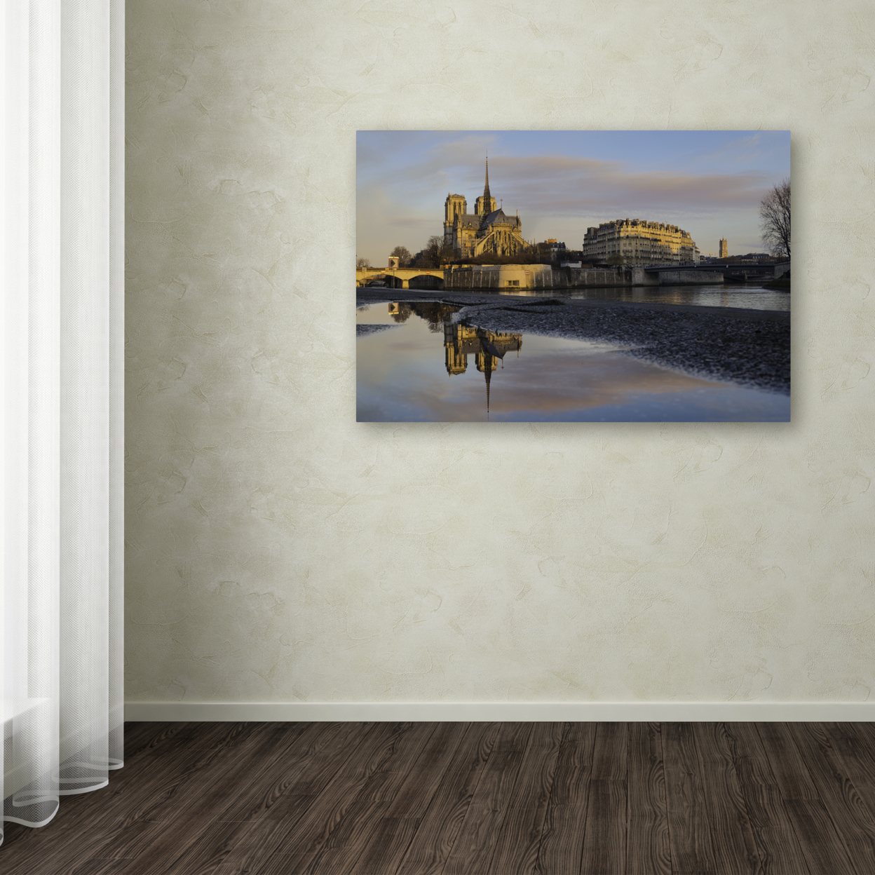Mathieu Rivrin 'Sunrise In Notre Dame De Paris' Canvas Art 16 X 24