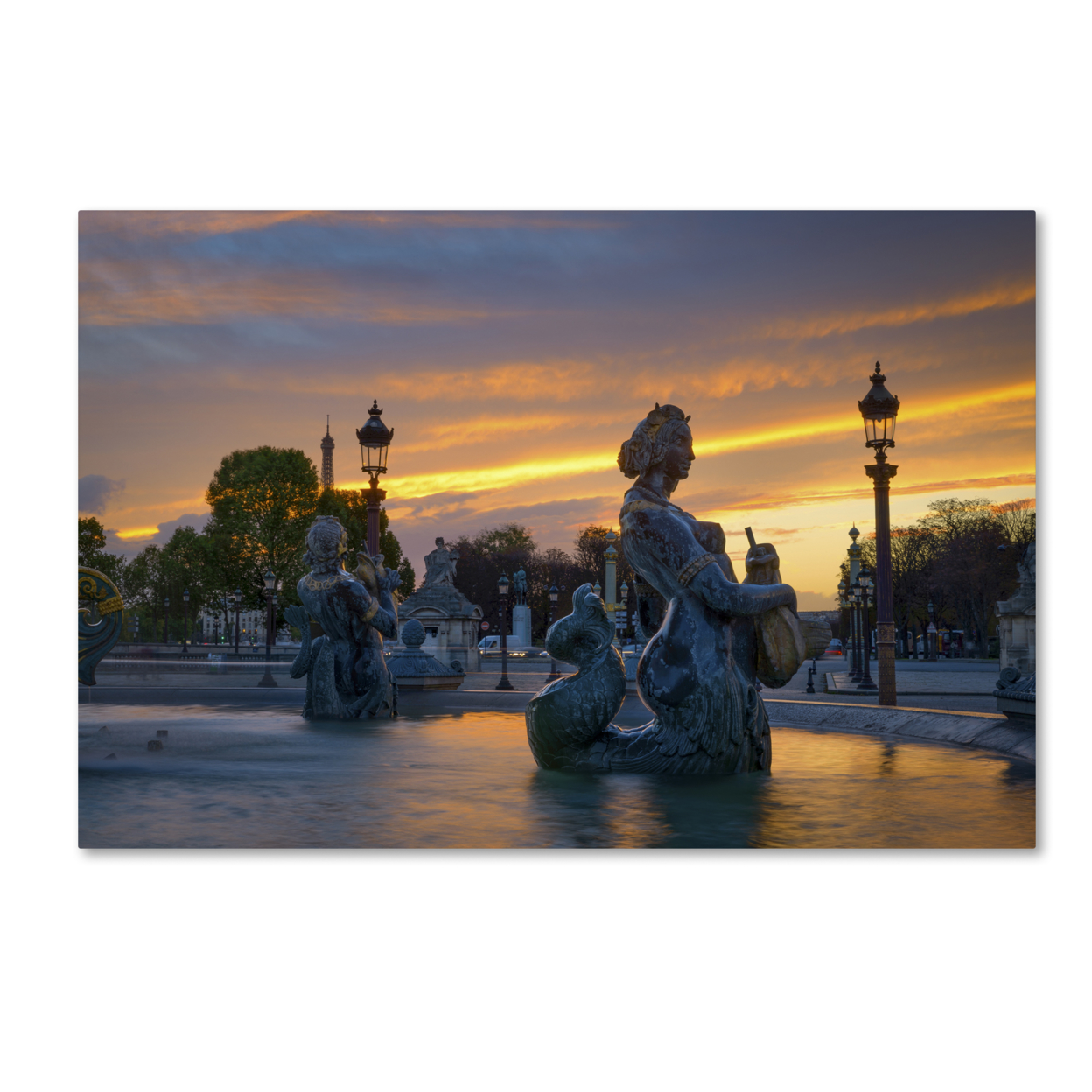 Mathieu Rivrin 'Sunset In Place De La Concorde Paris' Canvas Art 16 X 24