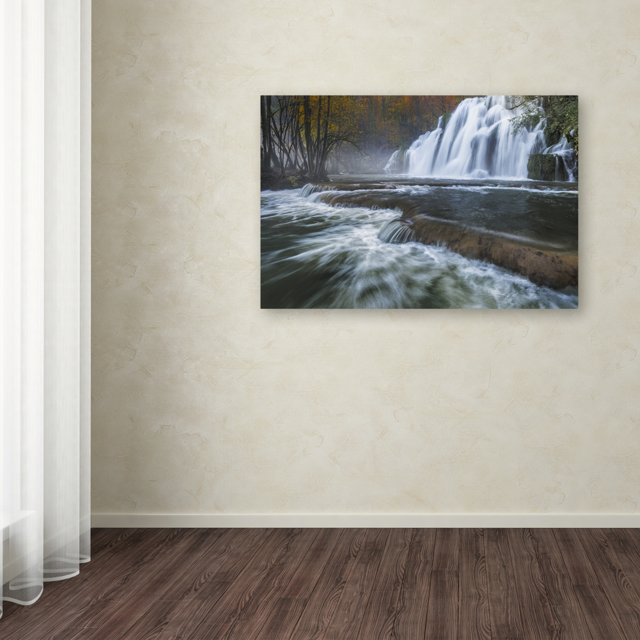 Mathieu Rivrin 'Waterfalls Of Tufs In Jura' Canvas Art 16 X 24