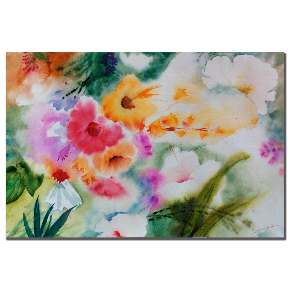 Sheila Golden 'Watercolor Flowers' Canvas Art 16 X 24