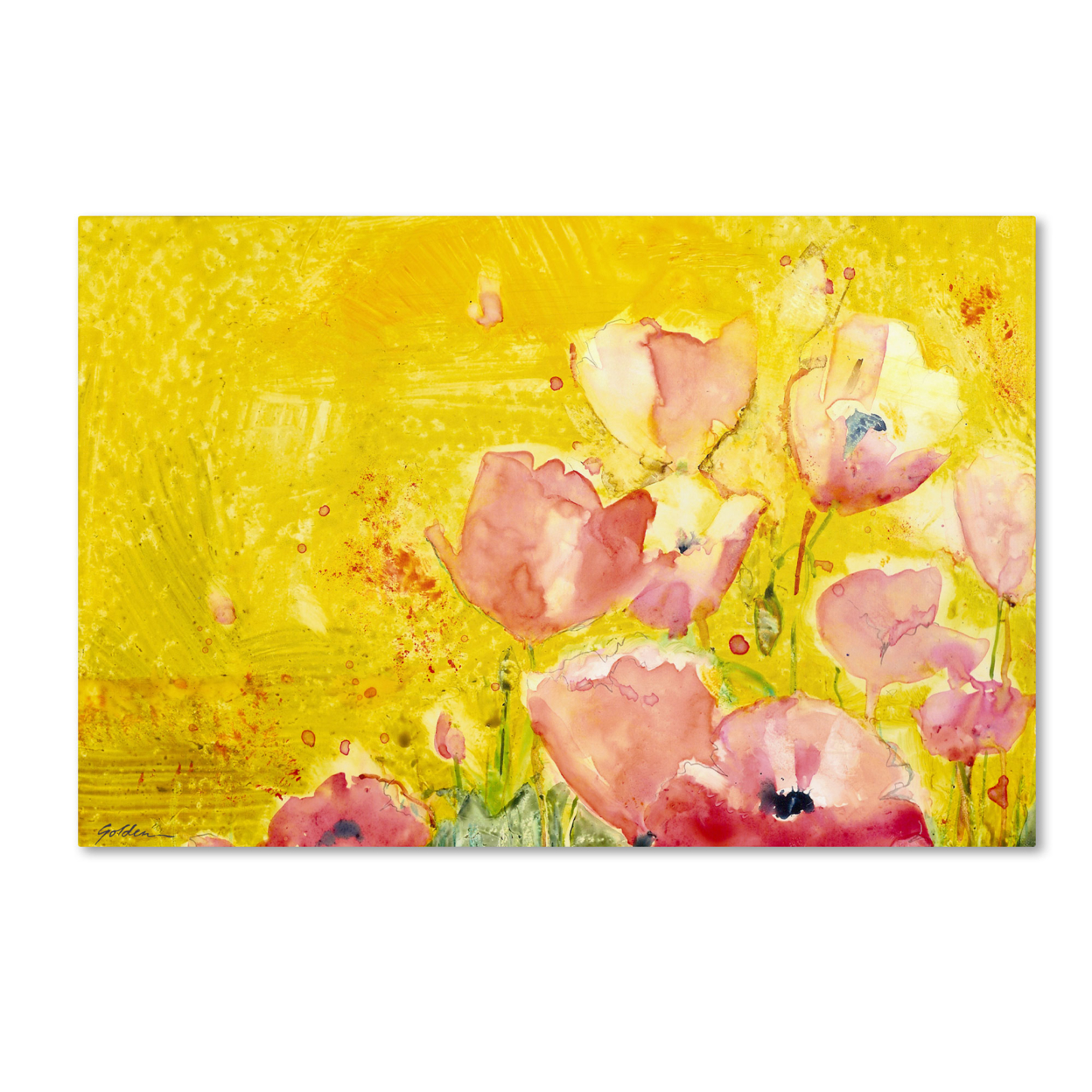 Sheila Golden 'Pink Poppy Field' Canvas Art 16 X 24