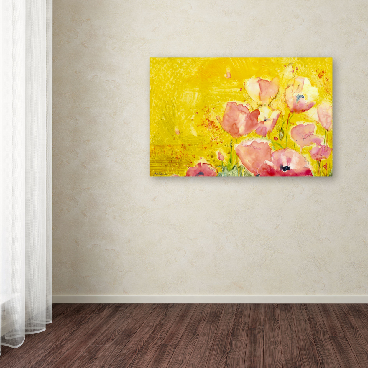 Sheila Golden 'Pink Poppy Field' Canvas Art 16 X 24