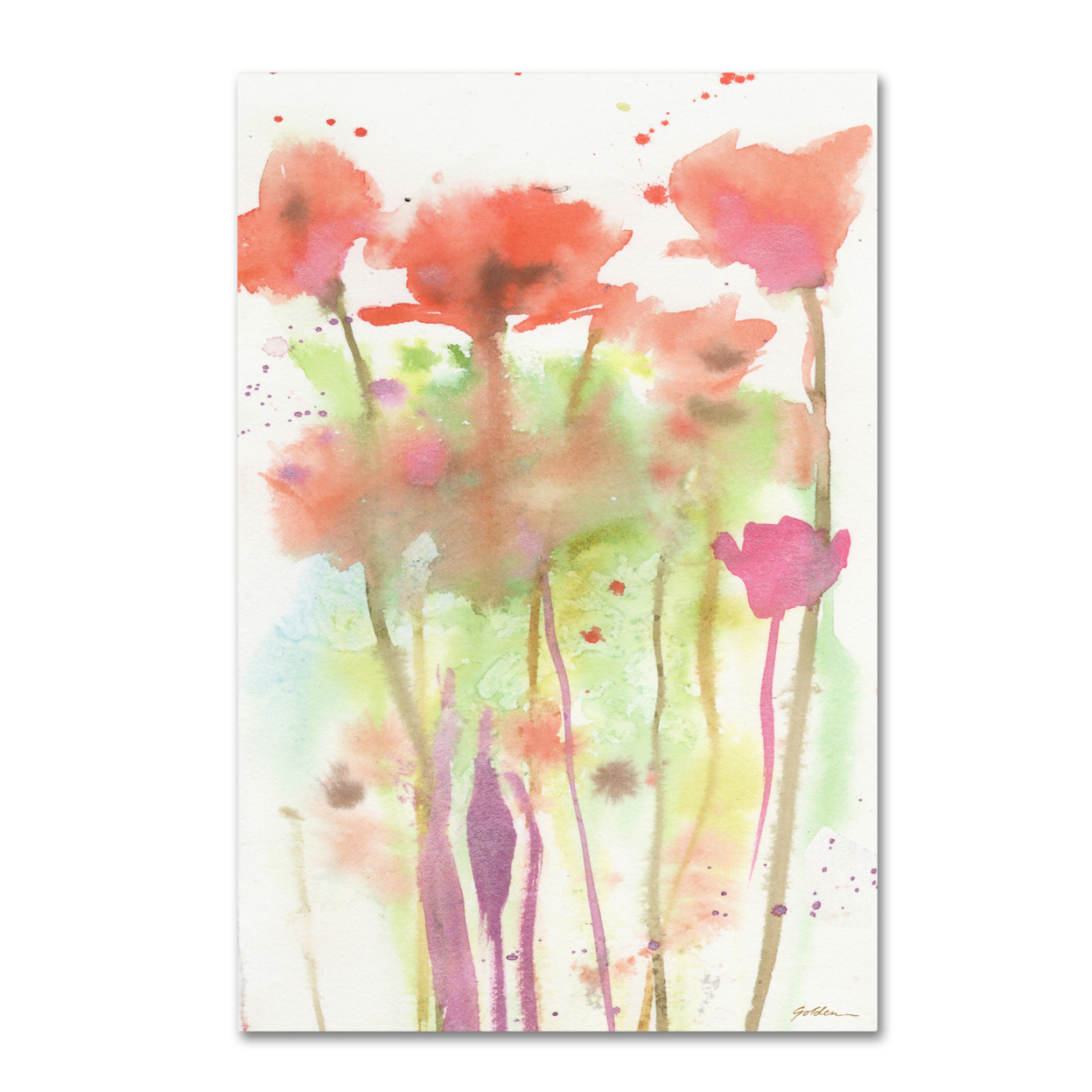 Sheila Golden 'Red Poppy Impressions' Canvas Art 16 X 24