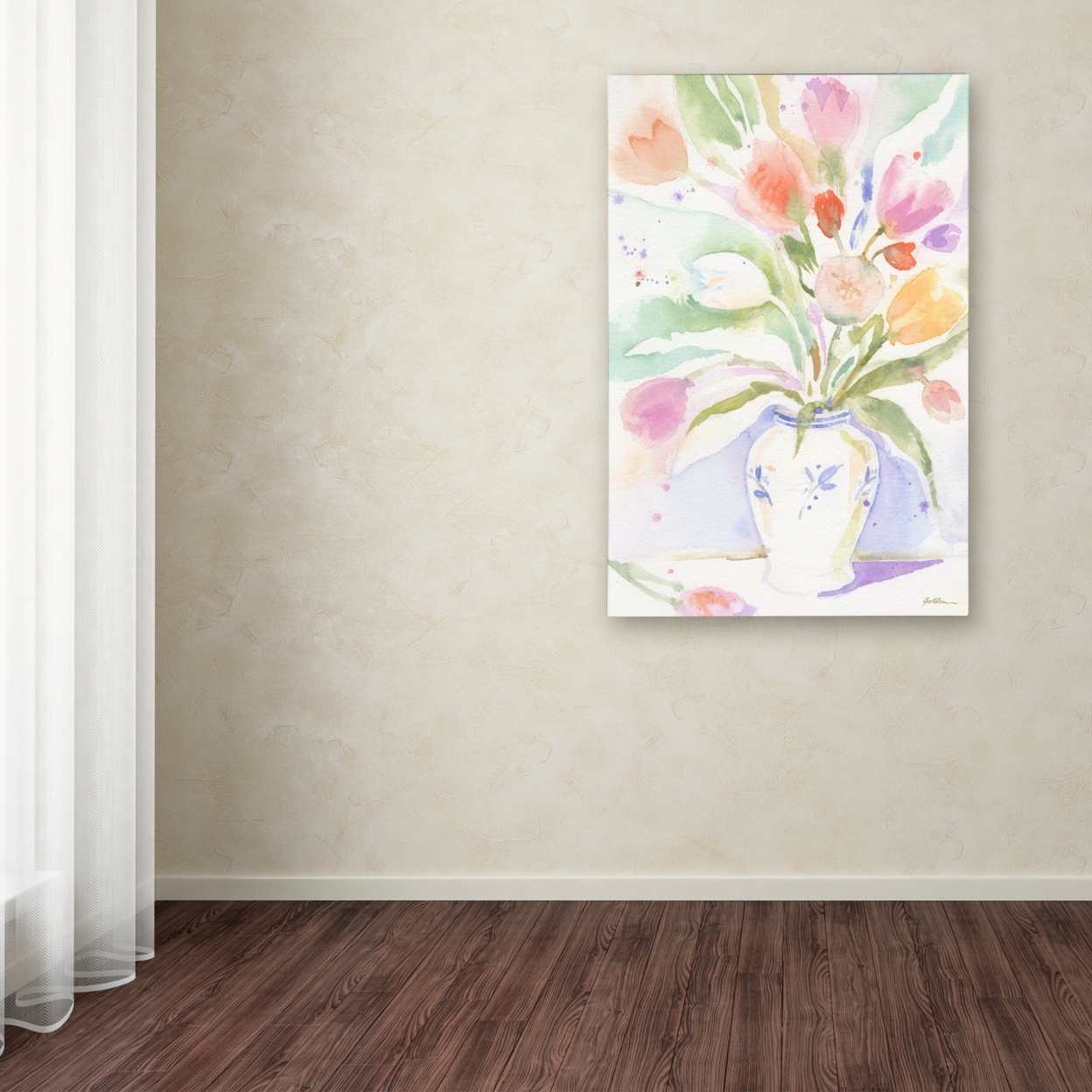 Sheila Golden 'The Vase Of Tulips' Canvas Art 16 X 24