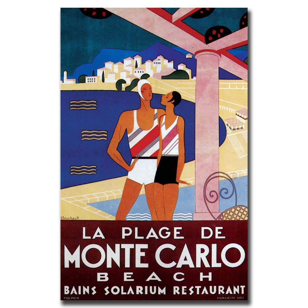 La Plage De Monte Carlo Beach' Canvas Art 16 X 24