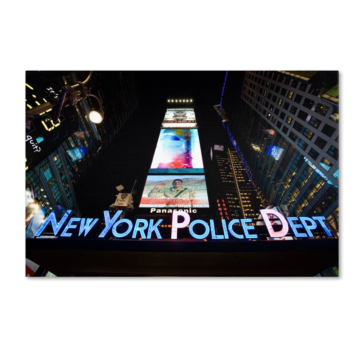 Yale Gurney 'NYPD In Blue Neon' Canvas Art 16 X 24