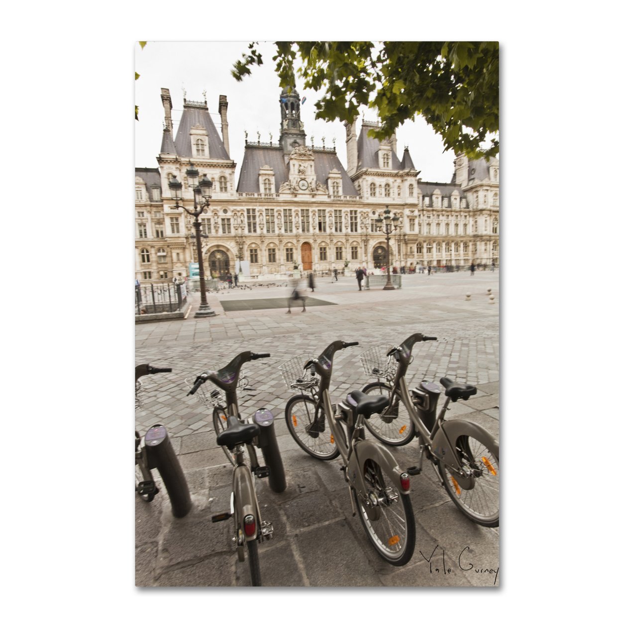 Yale Gurney 'Paris Deux - City Hall Bicycles' Canvas Art 16 X 24
