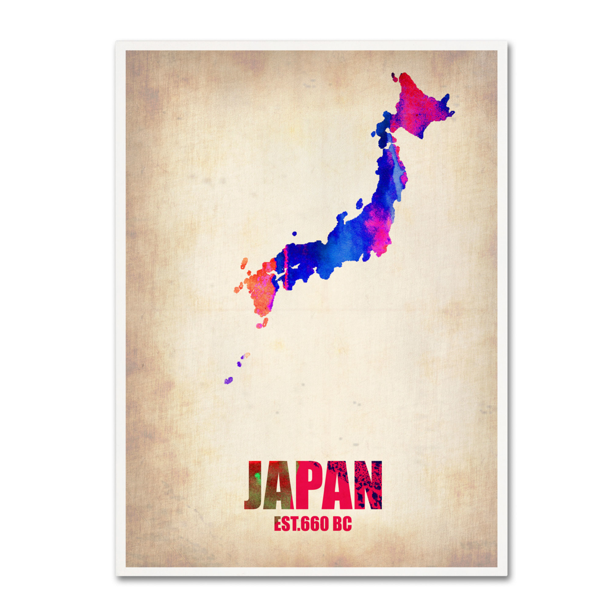 Naxart 'Japan Watercolor Map' Canvas Art 18 X 24