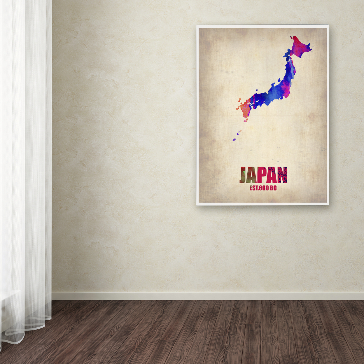 Naxart 'Japan Watercolor Map' Canvas Art 18 X 24