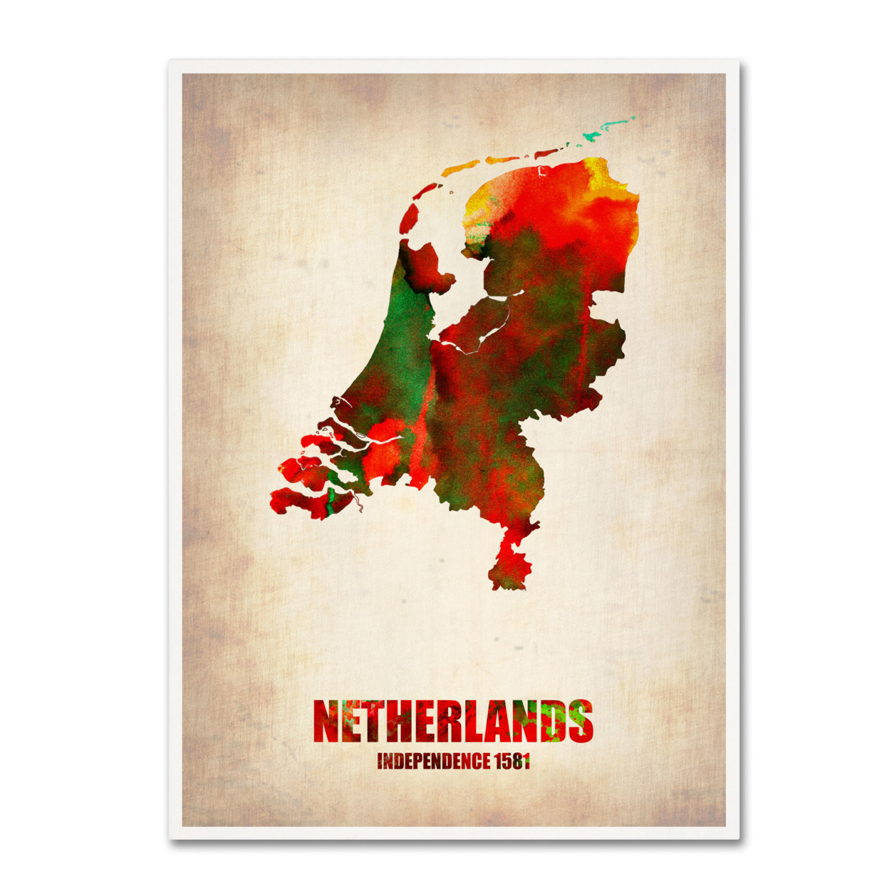 Naxart 'Netherlands Watercolor Map' Canvas Art 18 X 24