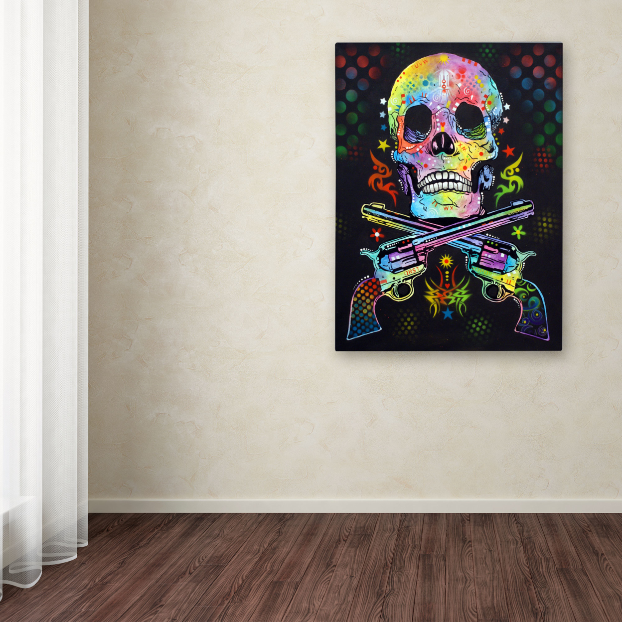 Dean Russo 'Skull And Guns' Canvas Art 18 X 24