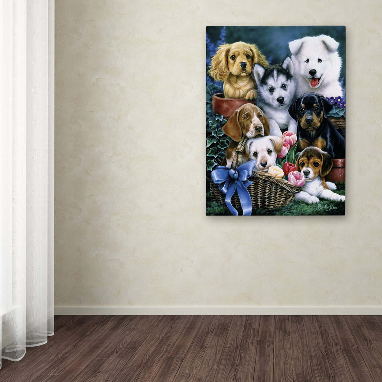 Jenny Newland 'Puppies' Canvas Art 18 X 24