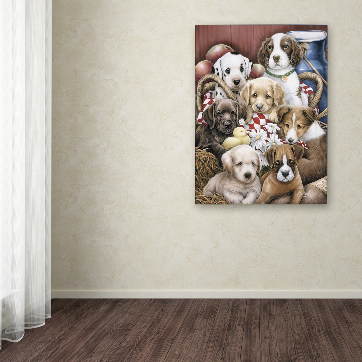Jenny Newland 'Puppy Pals' Canvas Art 18 X 24