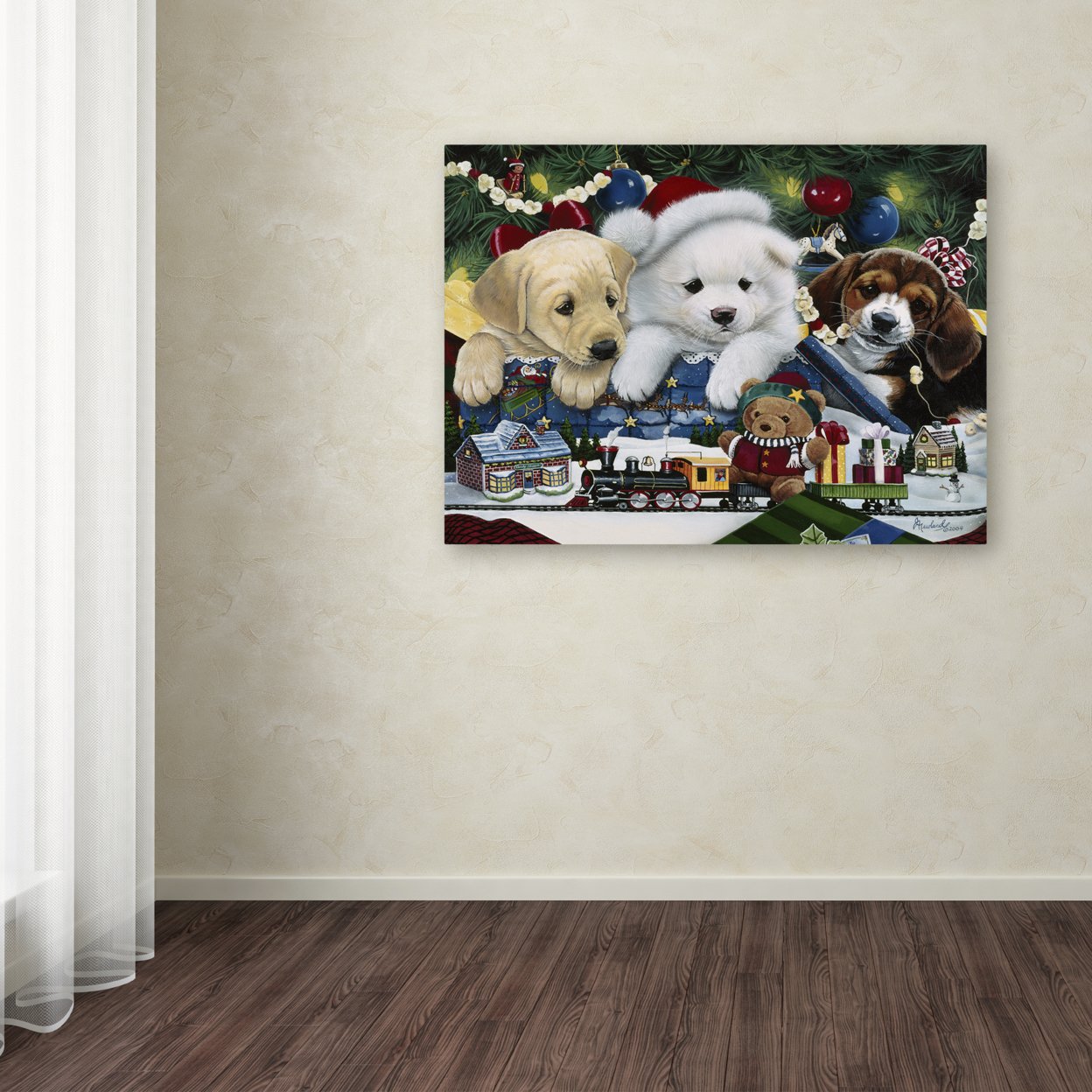 Jenny Newland 'Curious Christmas Pups' Canvas Art 18 X 24