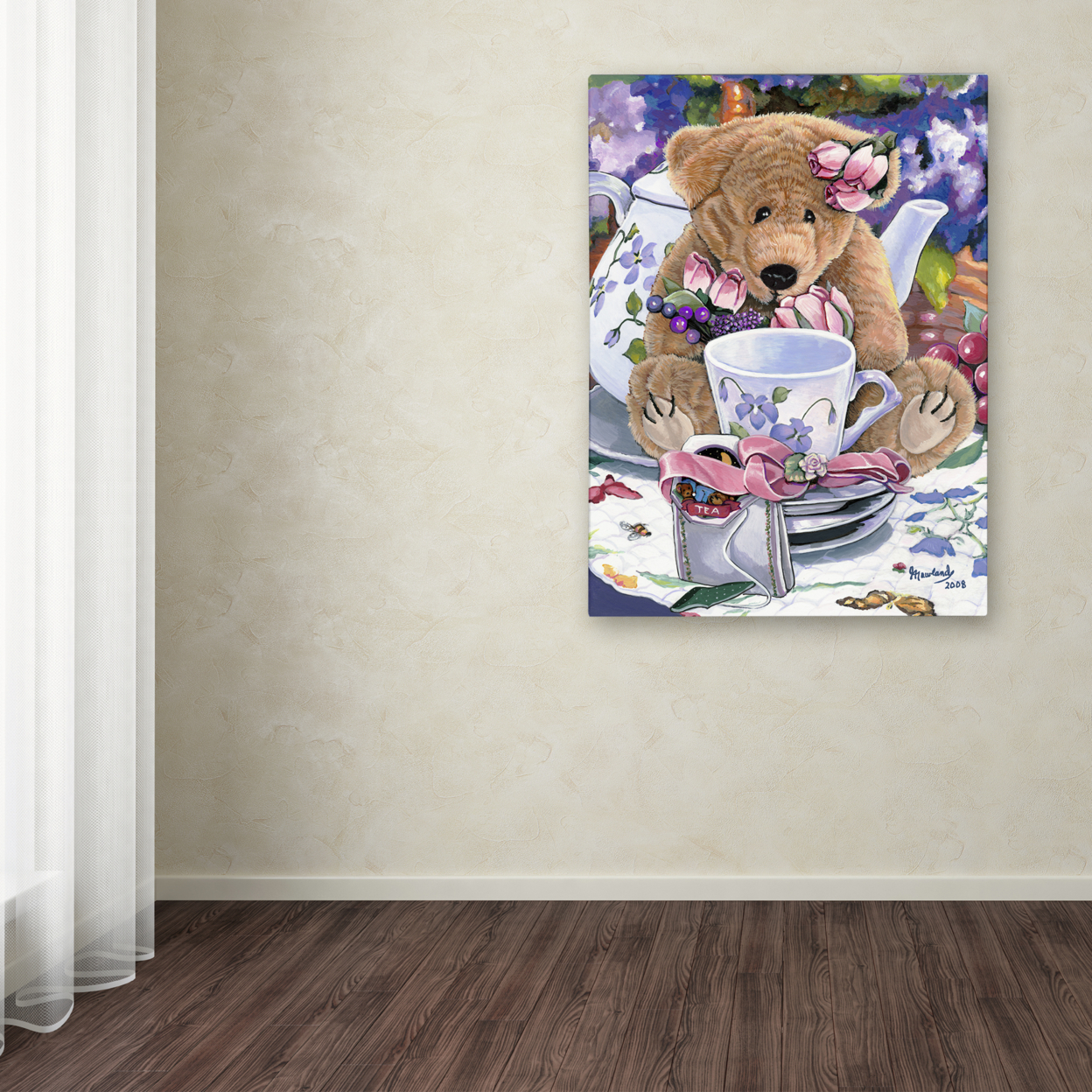 Jenny Newland 'Tea Party Bear 1' Canvas Art 18 X 24