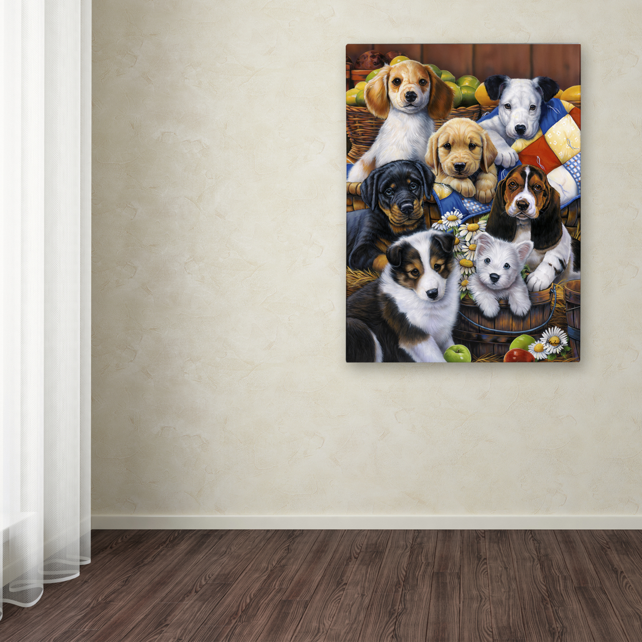 Jenny Newland 'Country Bumpkin Puppies' Canvas Art 18 X 24