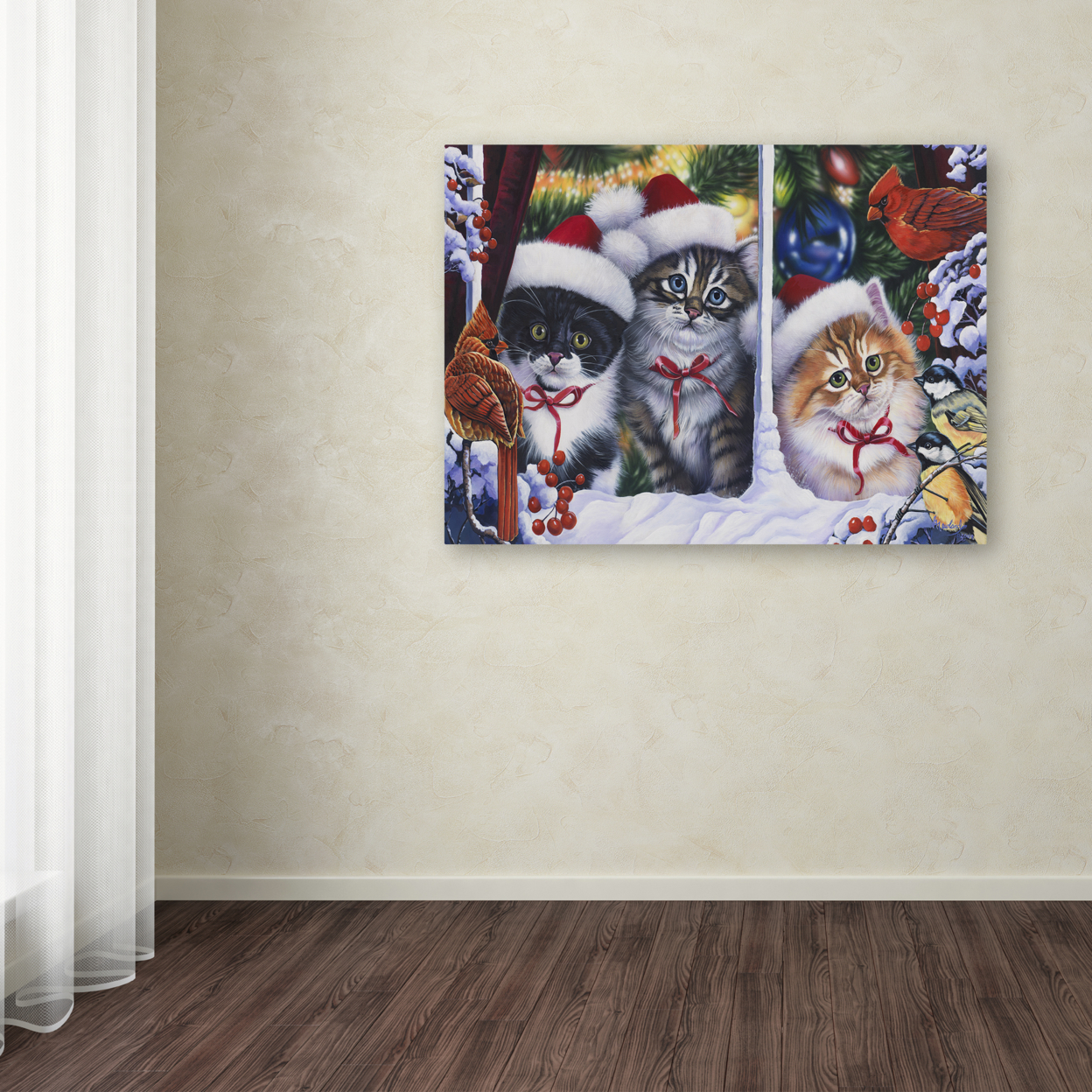 Jenny Newland 'Cats In Window' Canvas Art 18 X 24