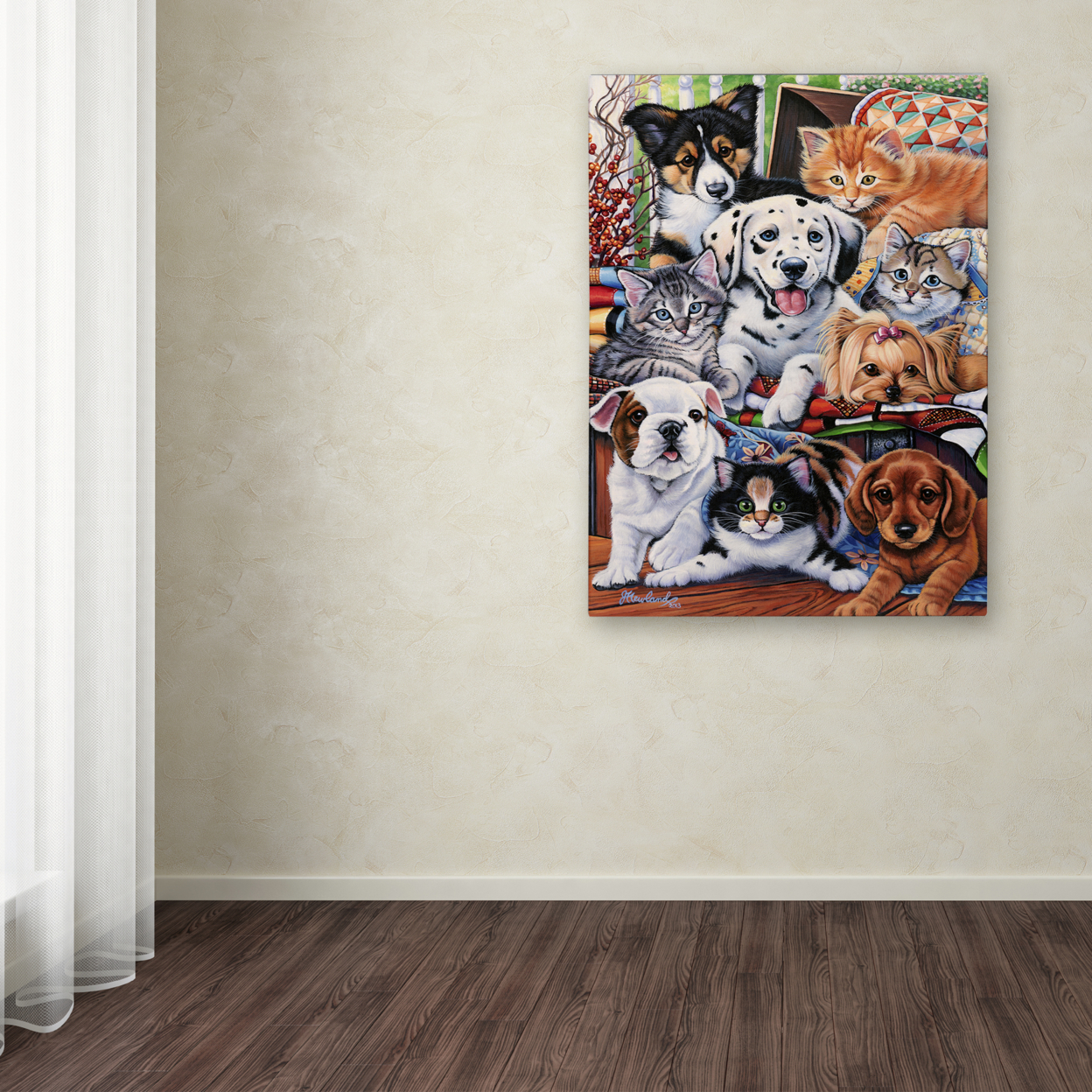 Jenny Newland 'Country Pups And Kittens II' Canvas Art 18 X 24