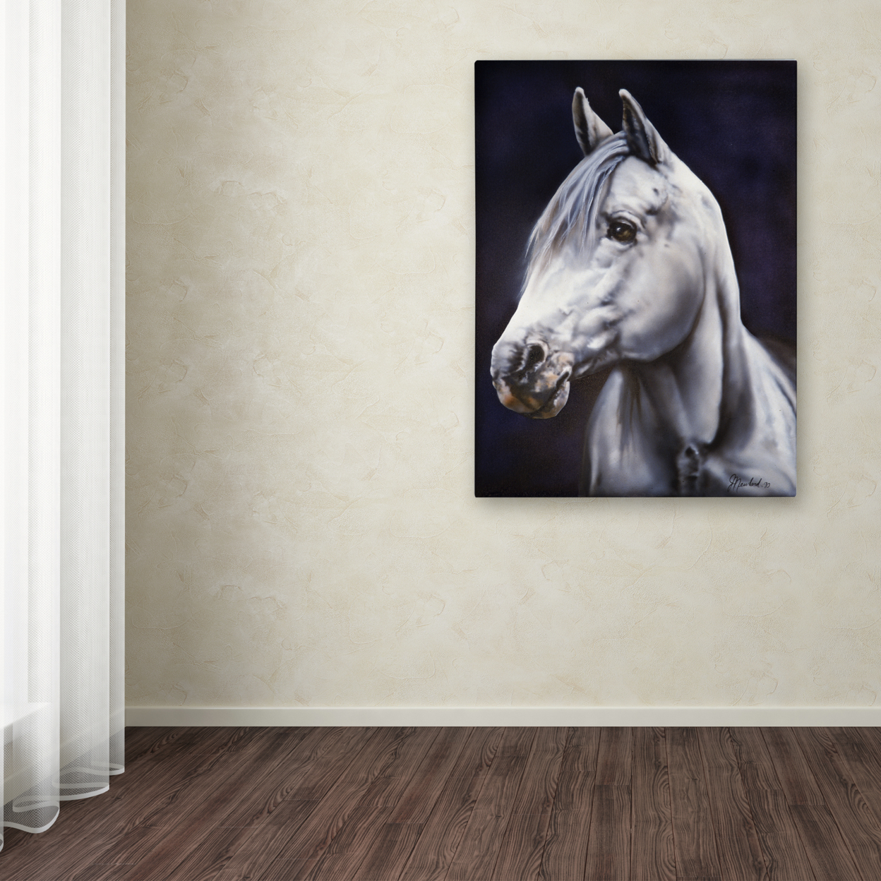 Jenny Newland 'White Arabian Stallion' Canvas Art 18 X 24
