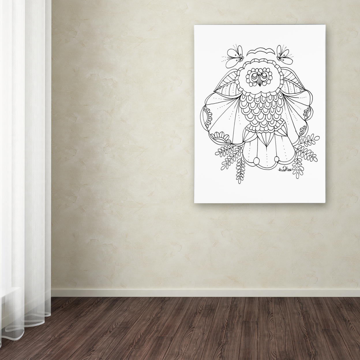 KCDoodleArt 'Flower Owl' Canvas Art 18 X 24