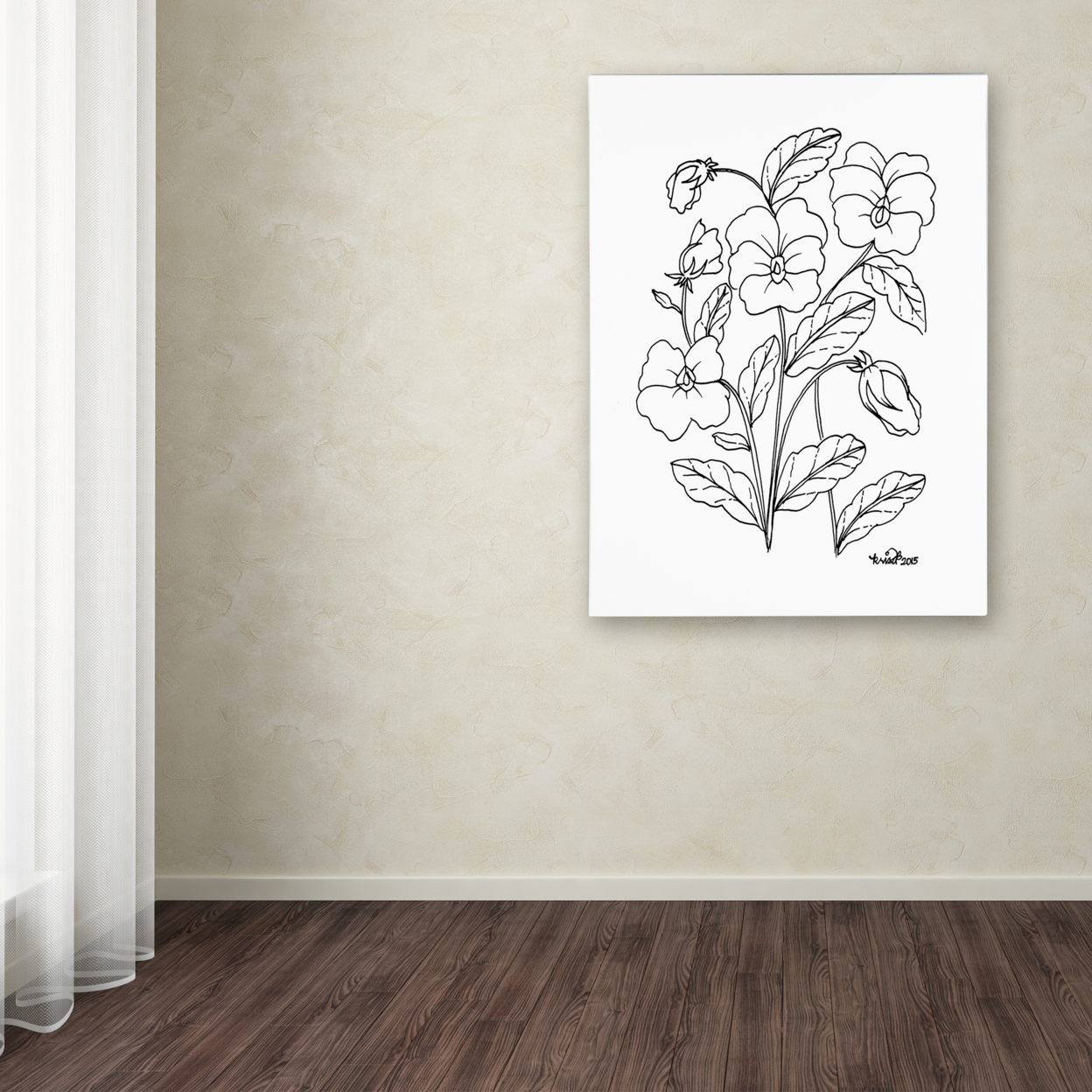 KCDoodleArt 'Simple Flower Doodle 3' Canvas Art 18 X 24