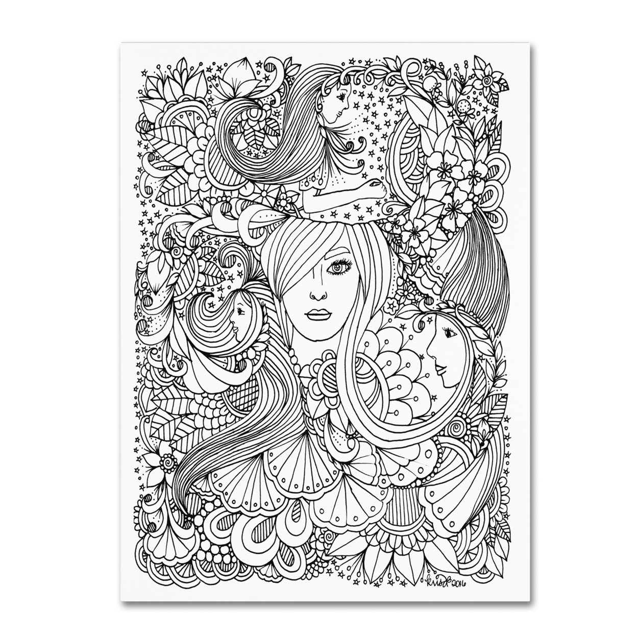 KCDoodleArt 'Flower Girls 10' Canvas Art 18 X 24