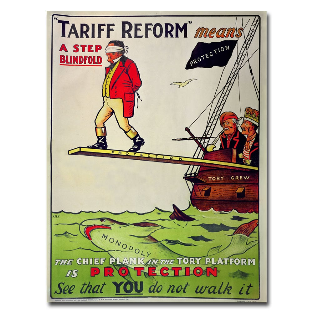 Tariff Reform Means A Step Blindfold 1910' Canvas Art 18 X 24