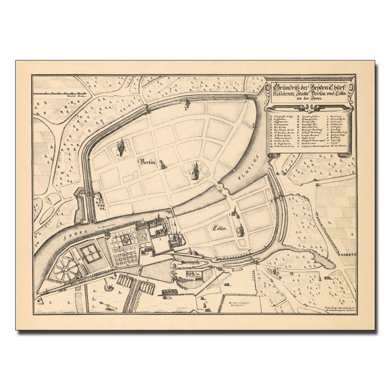 Memhardt 'Map Of Berlin And Coelln 1652' Canvas Art 18 X 24