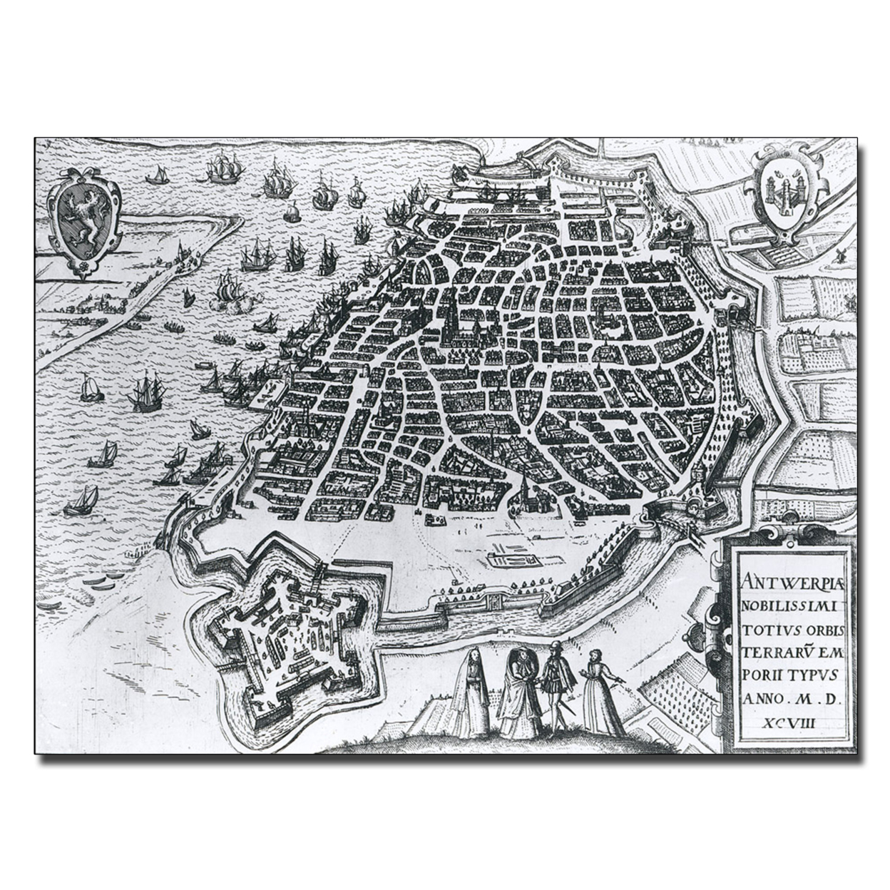 Map Of Antwerp 1598' Canvas Art 18 X 24