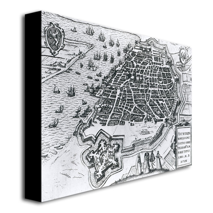 Map Of Antwerp 1598' Canvas Art 18 X 24