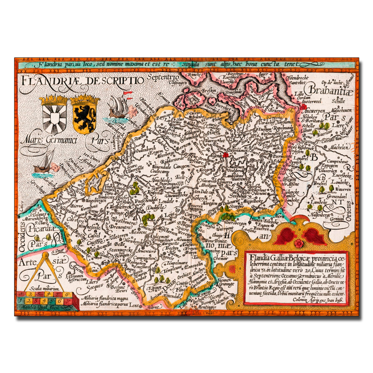 Johannes Bussemacher 'Map Of Flanders' Canvas Art 18 X 24
