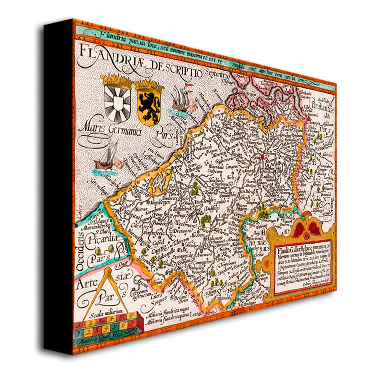 Johannes Bussemacher 'Map Of Flanders' Canvas Art 18 X 24