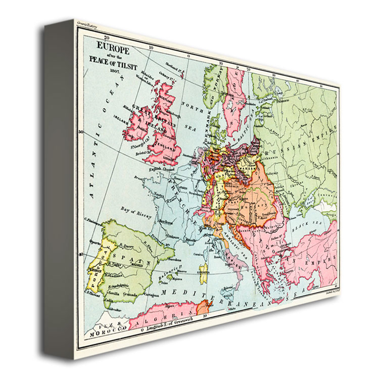 Map Of Europe After The Peace Of Tilsit 1807' Canvas Art 18 X 24