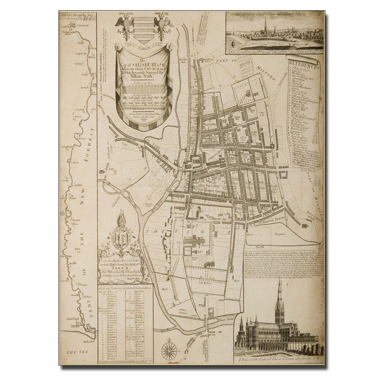 William Nash 'Map Of Salisbury 1751' Canvas Art 18 X 24
