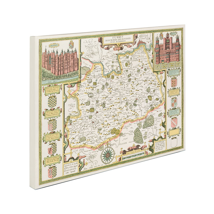 Jodocus Hondius 'Map Of Surrey' Canvas Art 18 X 24
