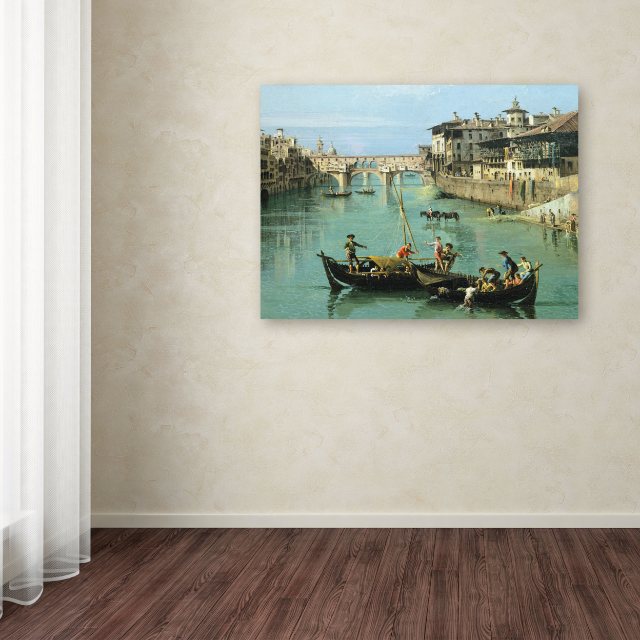 Canaletto 'Arno River And Ponte Vecchio' Canvas Art 18 X 24