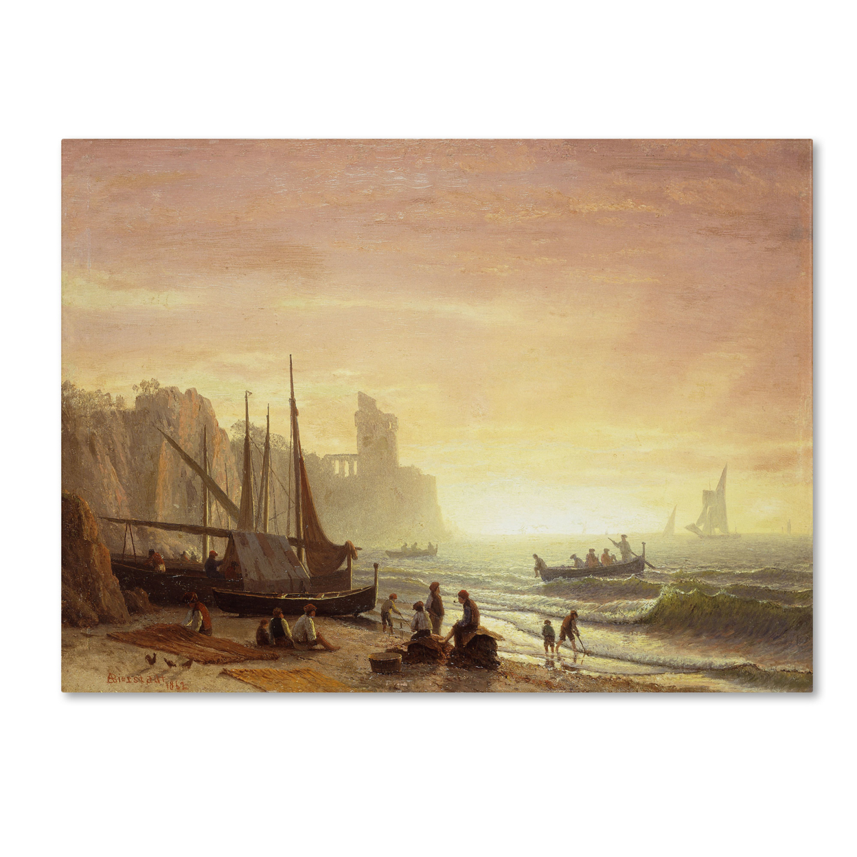Albert Bierstadt 'The Fishing Fleet 1862' Canvas Art 18 X 24