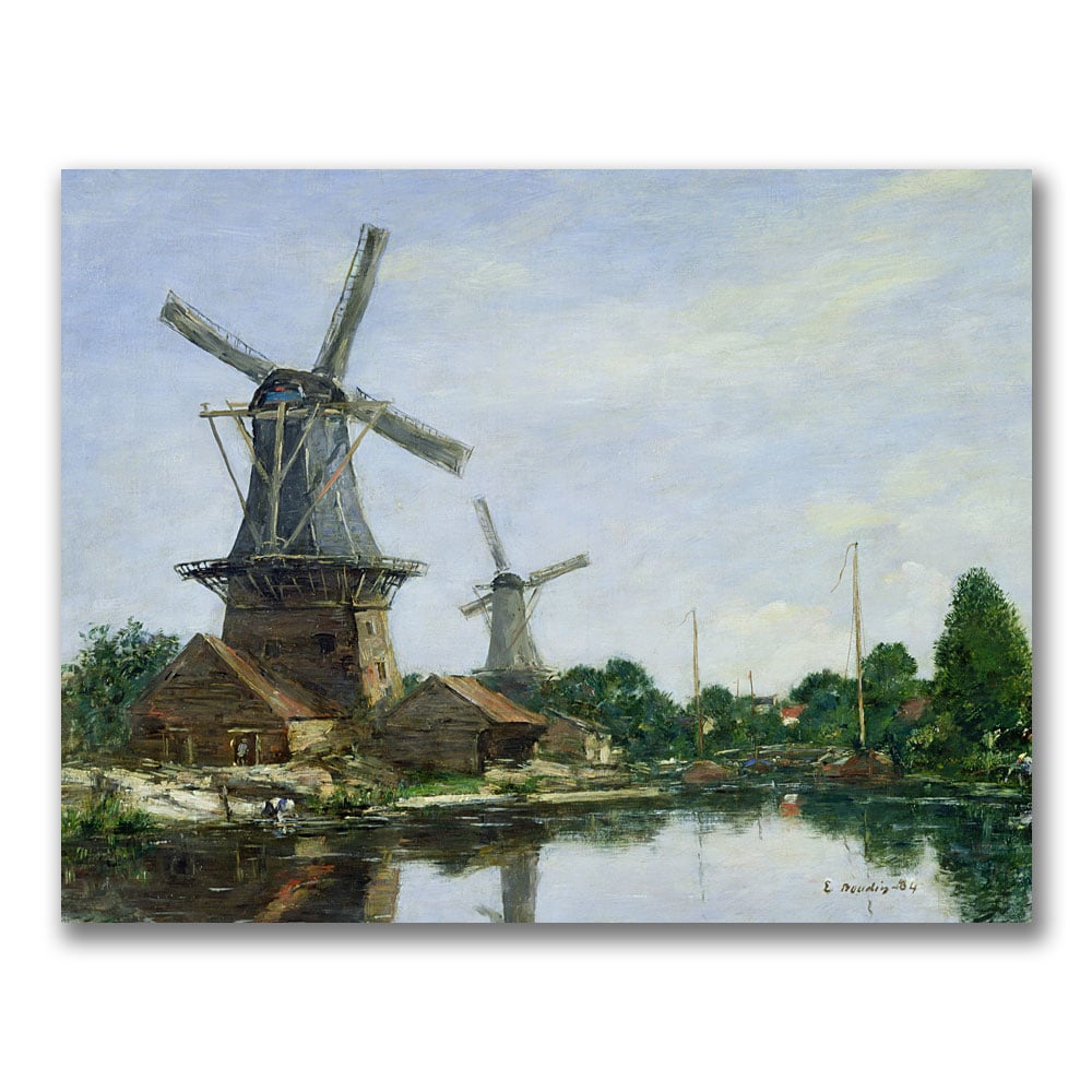 Eugene Boudin 'Dutch Windmills' Canvas Art 18 X 24