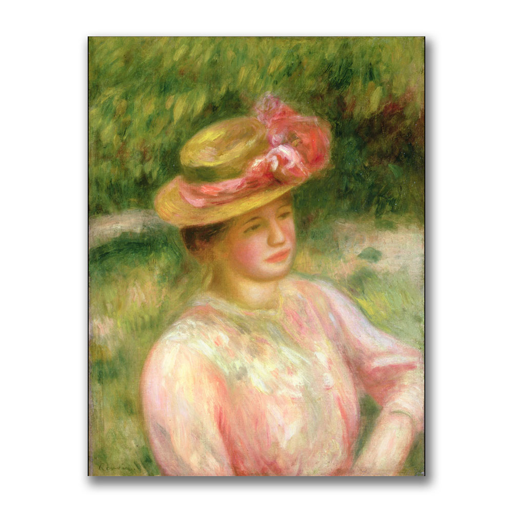 Pierre Renoir 'The Straw Hat' Canvas Art 18 X 24