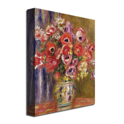 Pierre Renoir 'Vase Of Tulips And Anemones' Canvas Art 18 X 24
