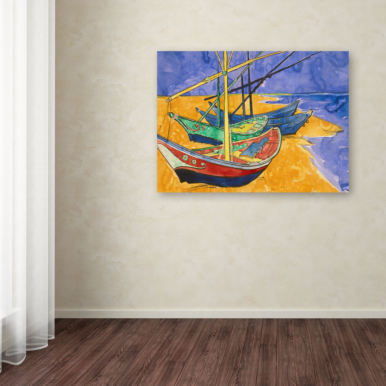 Vincent Van Gogh 'Fishing Boats On The Beach' Canvas Art 18 X 24