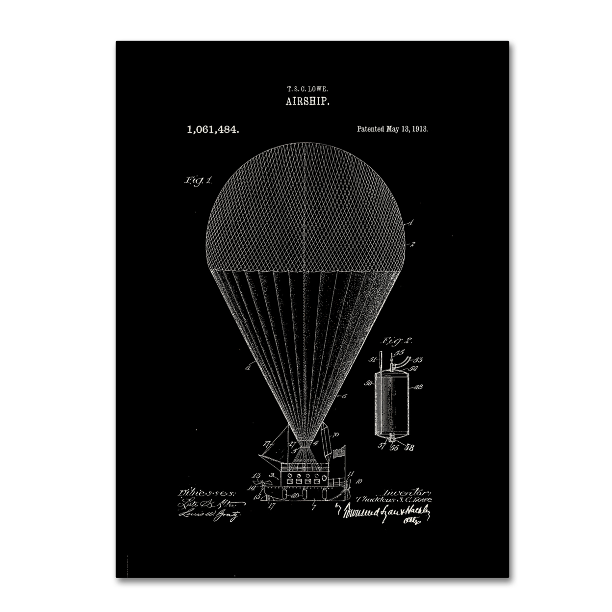 Claire Doherty 'Airship Patent 1913 Black' Canvas Art 18 X 24